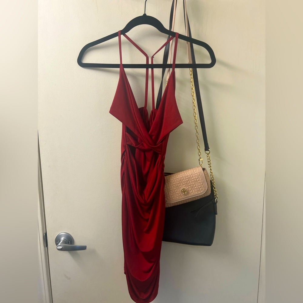 Shein Red Mini Bodycon Dress with Cutouts